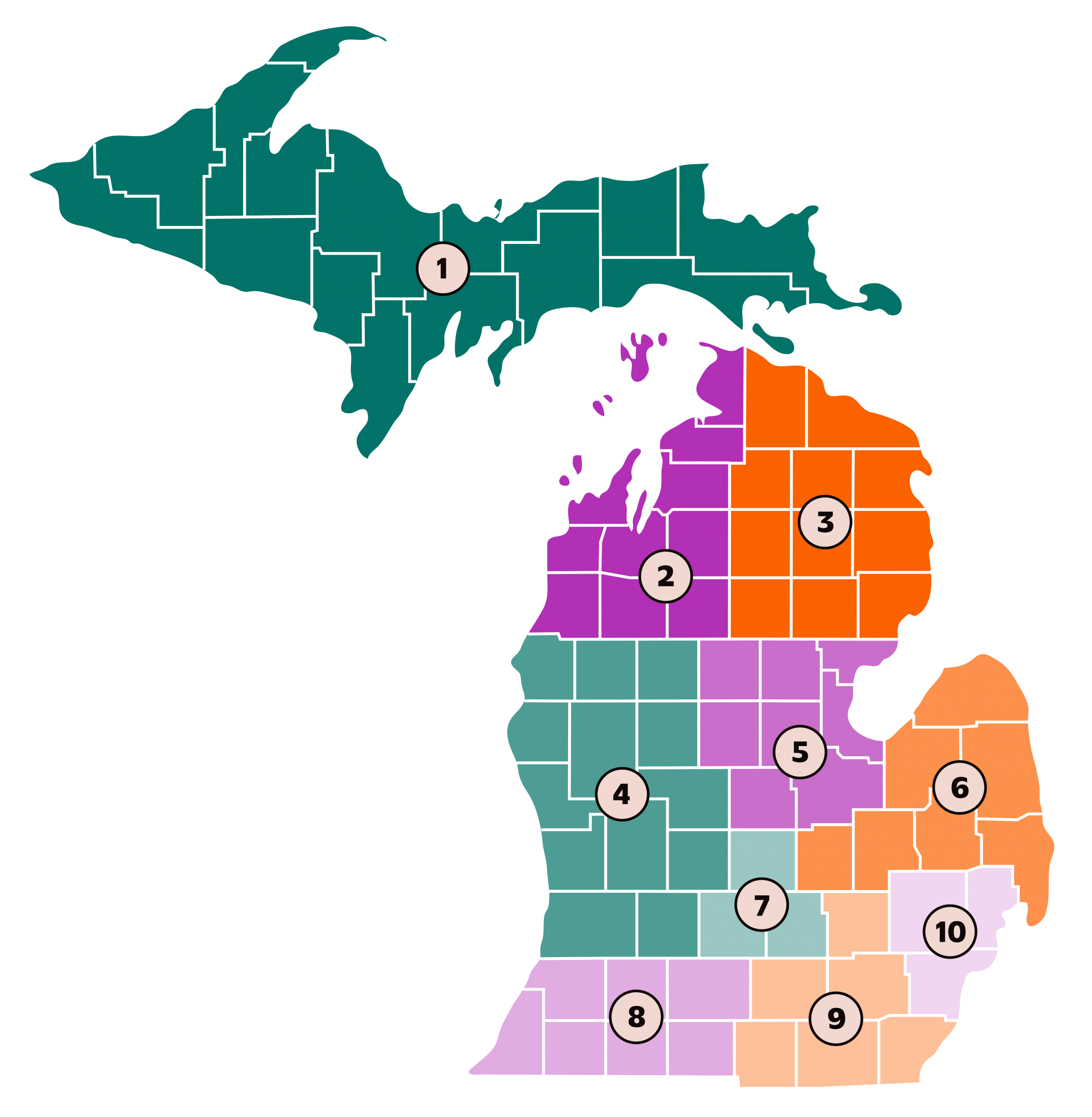 MIFamily Center Regions Map