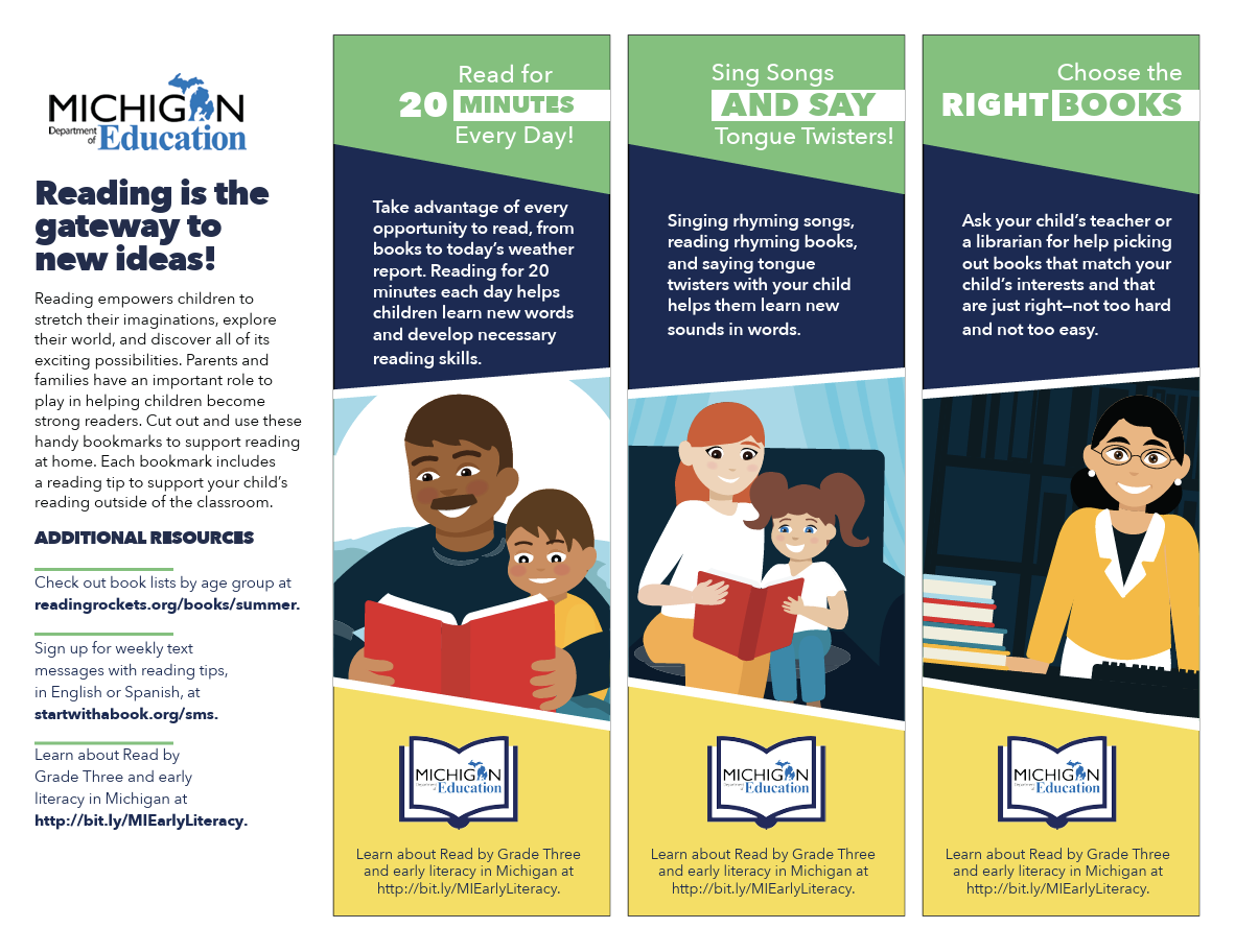 Early Literacy Bookmarks - English