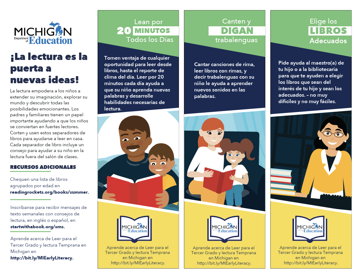 Early Literacy Bookmarks - Spanish