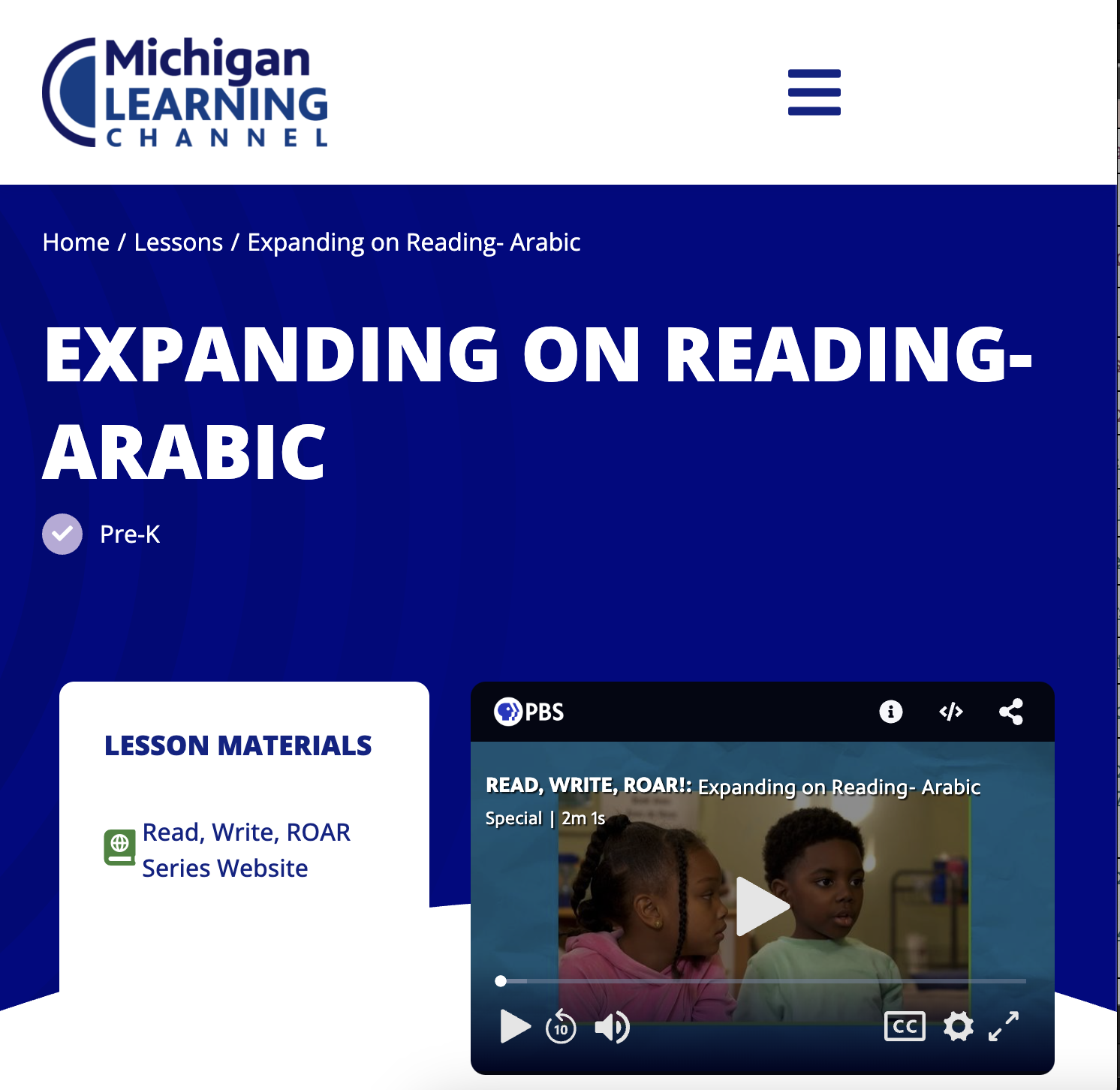 Expanding on Reading - Arabic