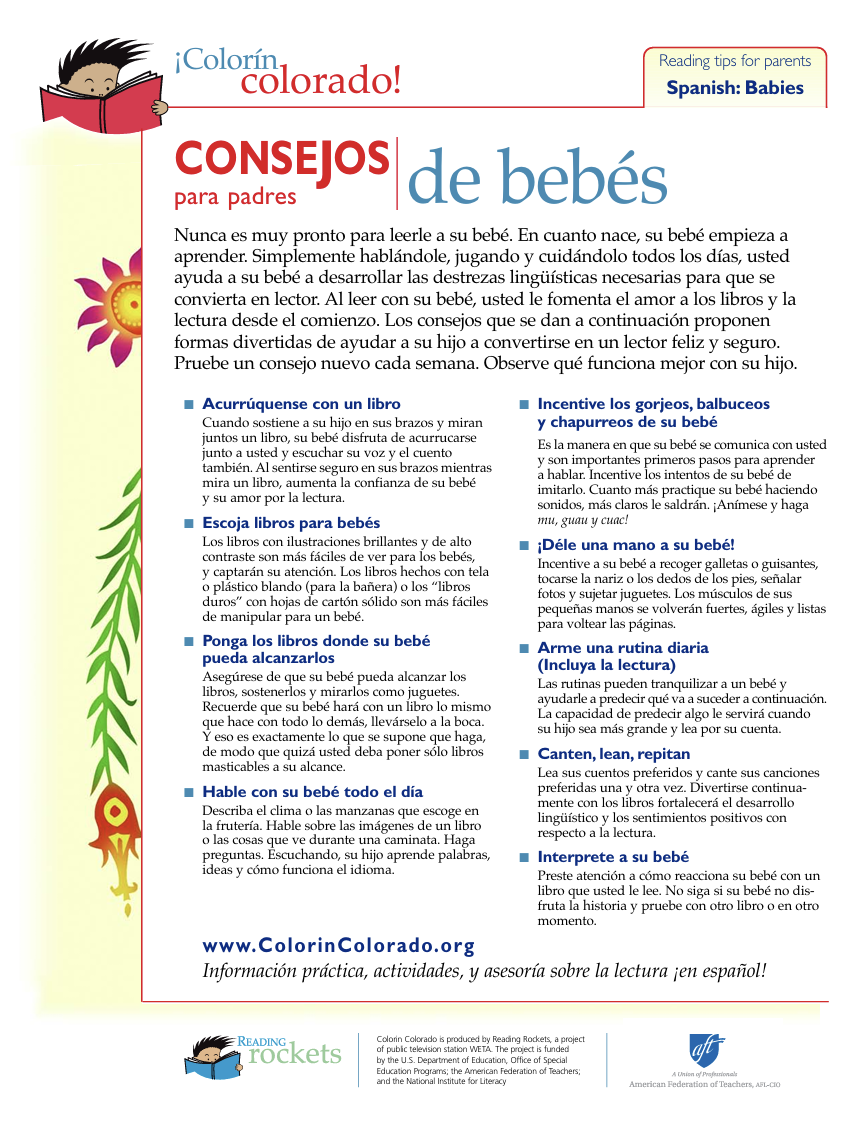 Reading Tips for Parents of Babies - Spanish