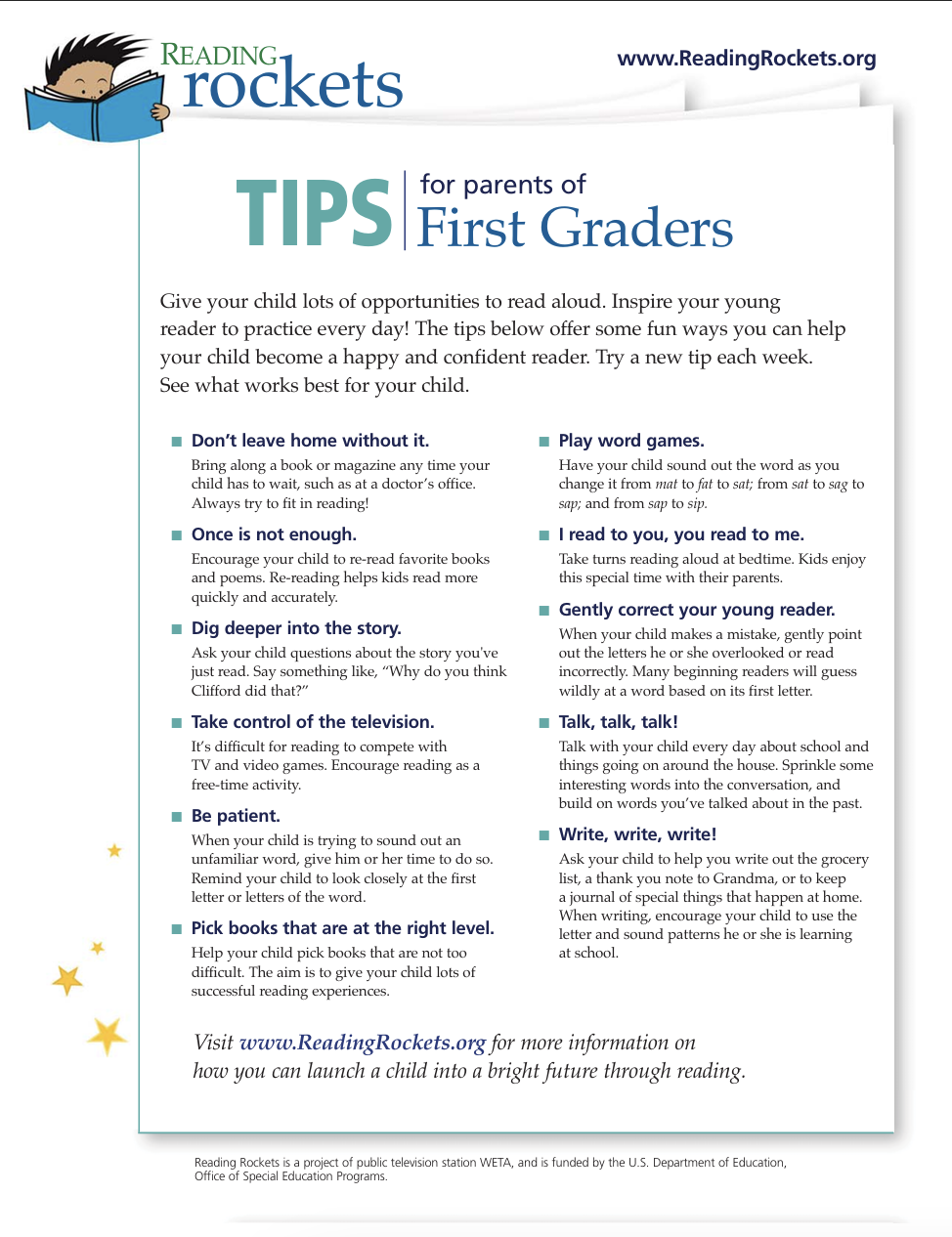 Reading Tips for Parents of First Graders