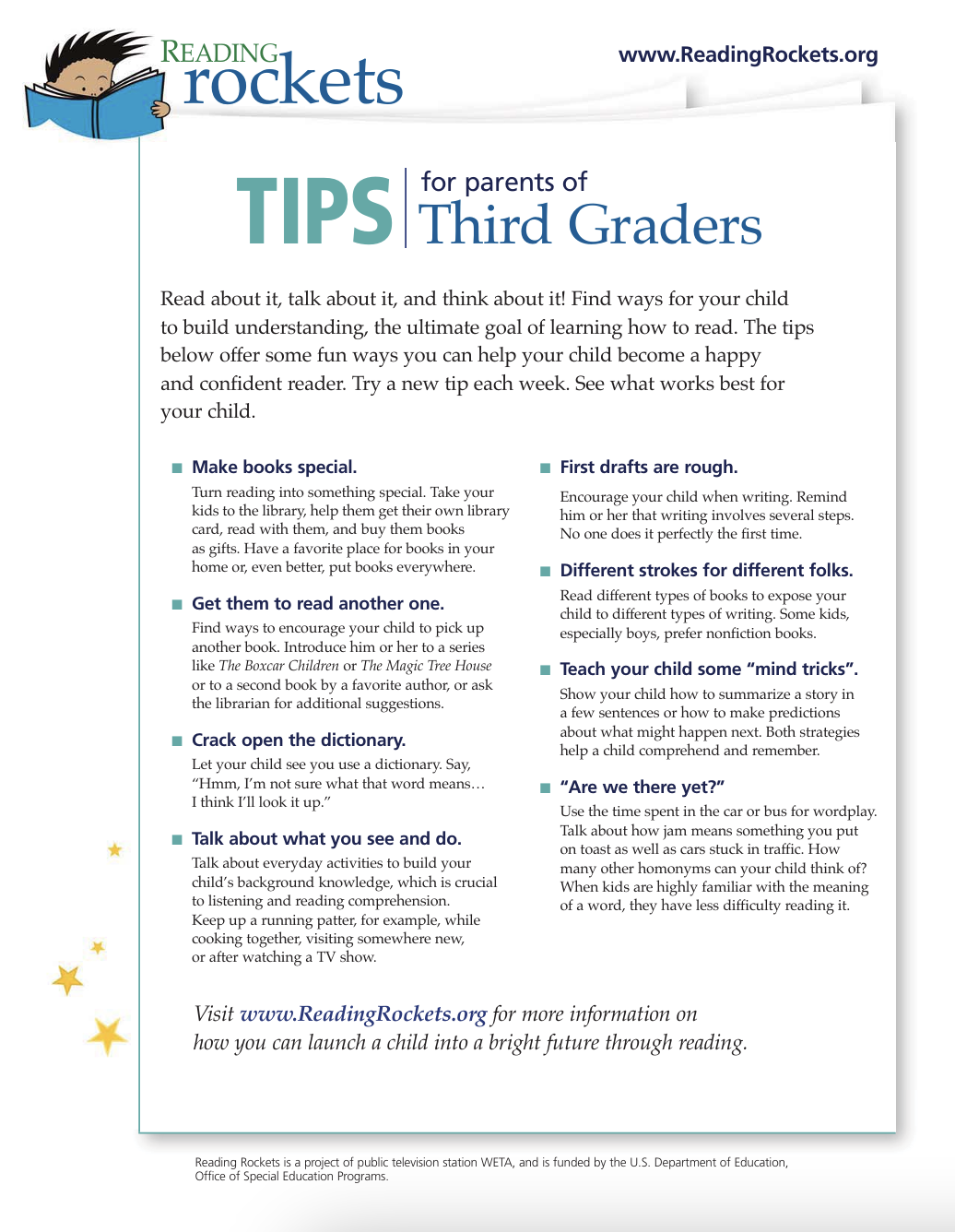 Reading Tips for Parents of Third Graders